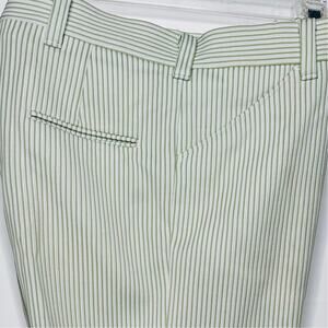 Vintage 1970s pants stripe green white double knit flare  approx 41 x 29